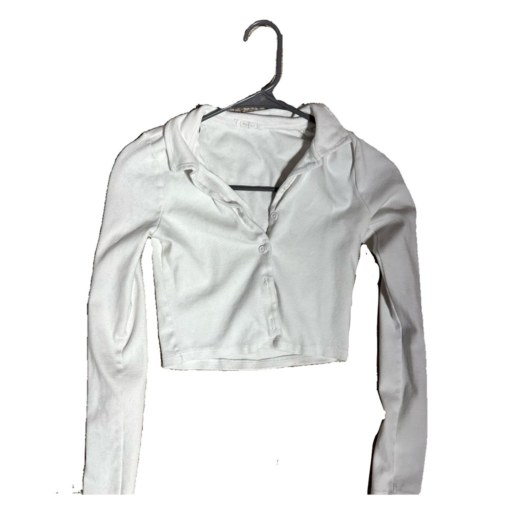 Tillys White Button Crop Top